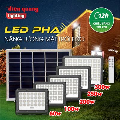Đèn năng lượng mặt trời, LED Pha NLMT Điện Quang 200W